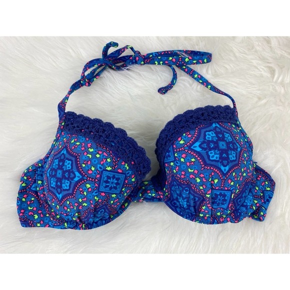 Aerie NINA Size 36C Blue Push Up Bikini Top - Picture 1 of 7